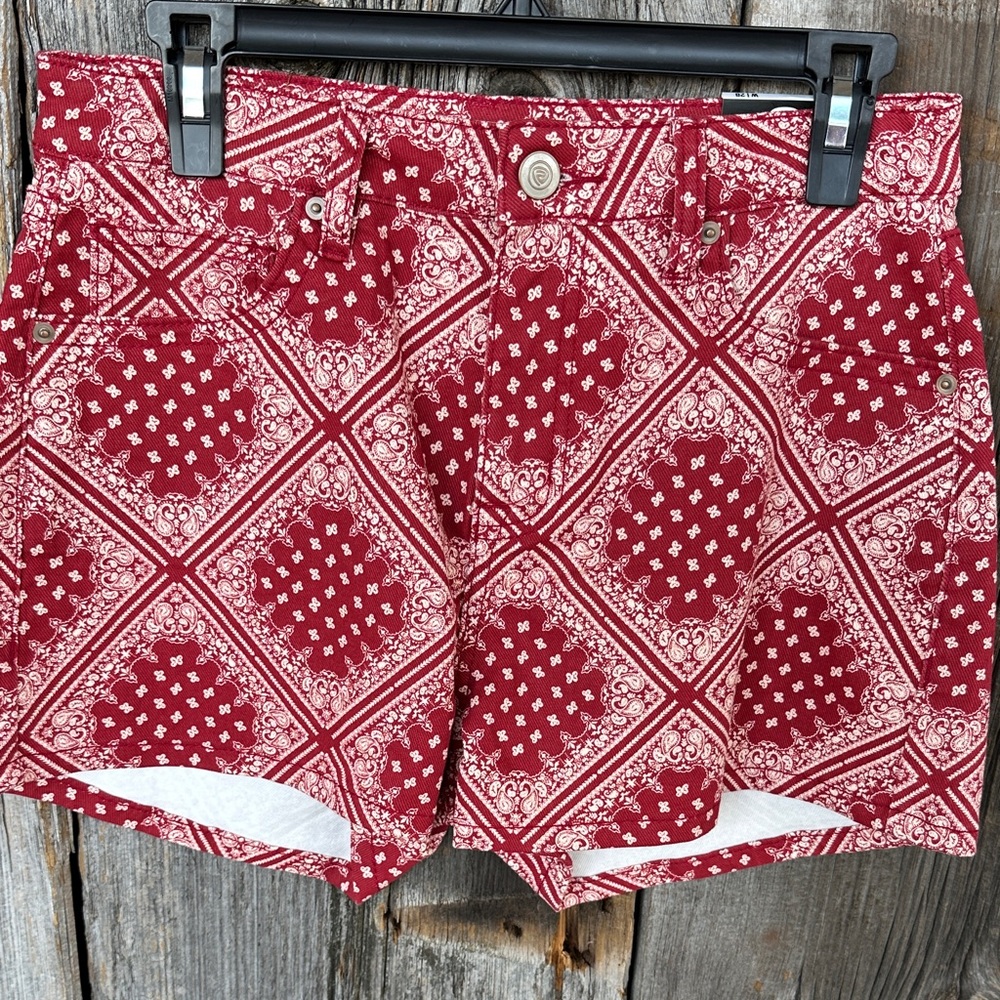 Rock & Roll Denim Women's Red Patterned Shorts